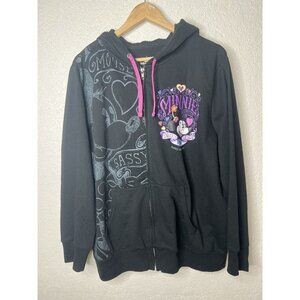 Disney Parks Disneyland Resorts Full Zip Hoodie Minnie Mouse Rhinestones 1X (W)